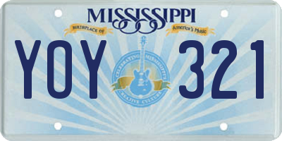 MS license plate YOY321
