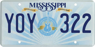 MS license plate YOY322
