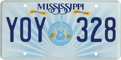 MS license plate YOY328