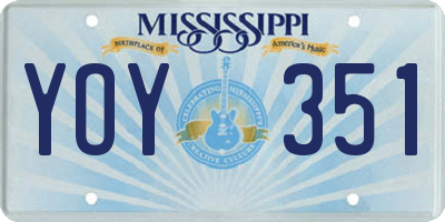 MS license plate YOY351