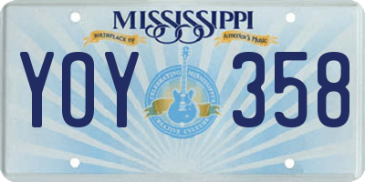 MS license plate YOY358