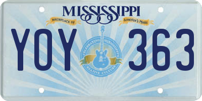 MS license plate YOY363