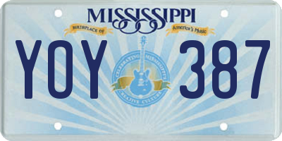 MS license plate YOY387