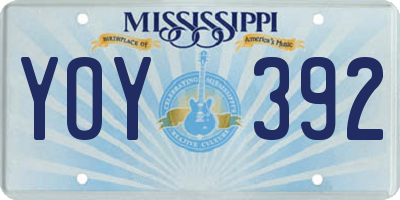 MS license plate YOY392