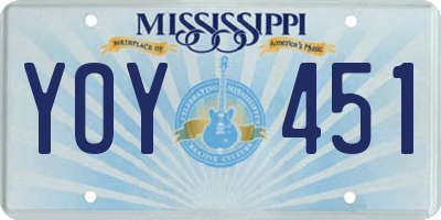 MS license plate YOY451