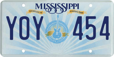 MS license plate YOY454