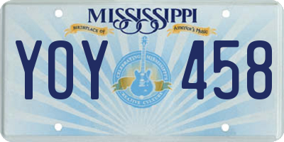MS license plate YOY458