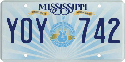 MS license plate YOY742