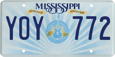 MS license plate YOY772