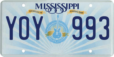 MS license plate YOY993
