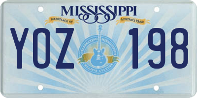 MS license plate YOZ198