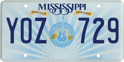 MS license plate YOZ729