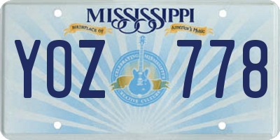 MS license plate YOZ778