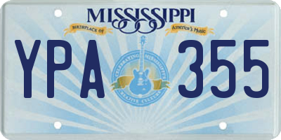 MS license plate YPA355