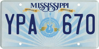 MS license plate YPA670