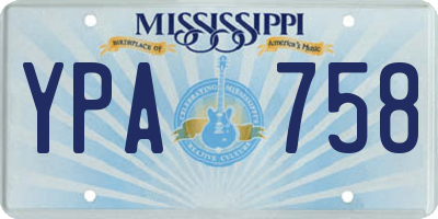 MS license plate YPA758
