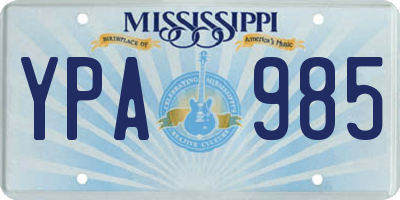 MS license plate YPA985