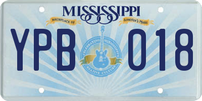 MS license plate YPB018
