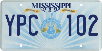 MS license plate YPC102