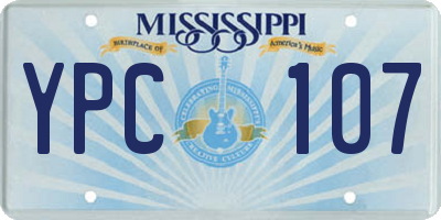 MS license plate YPC107