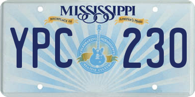 MS license plate YPC230