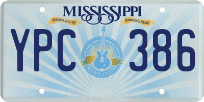 MS license plate YPC386