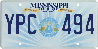 MS license plate YPC494