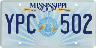 MS license plate YPC502