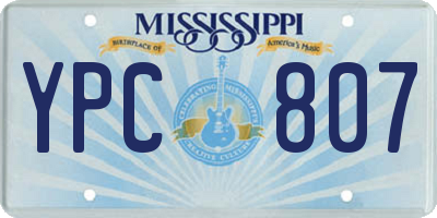 MS license plate YPC807