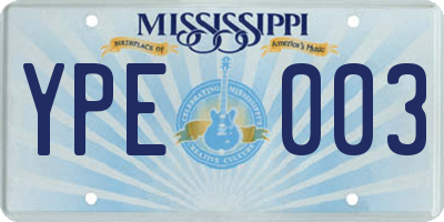 MS license plate YPE003