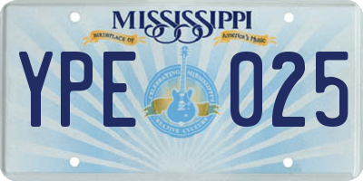 MS license plate YPE025