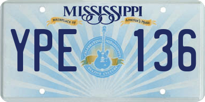 MS license plate YPE136