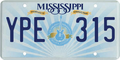 MS license plate YPE315