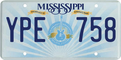 MS license plate YPE758