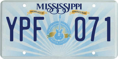 MS license plate YPF071