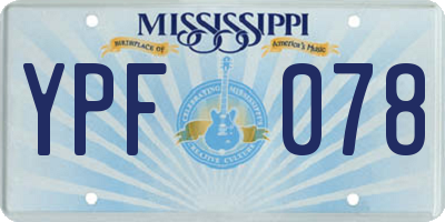 MS license plate YPF078