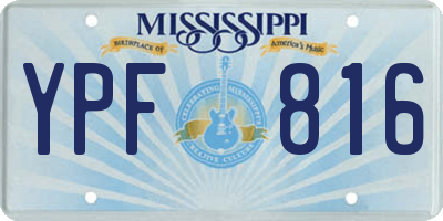 MS license plate YPF816