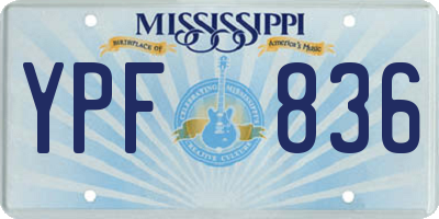 MS license plate YPF836