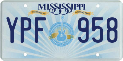 MS license plate YPF958