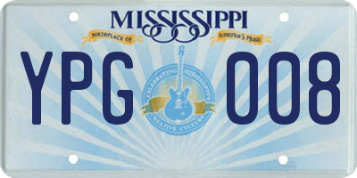 MS license plate YPG008