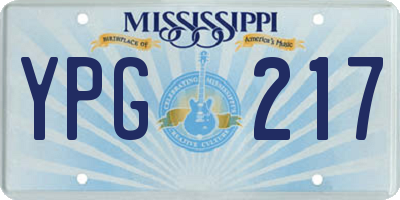 MS license plate YPG217