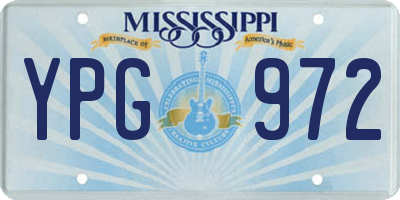 MS license plate YPG972
