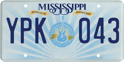 MS license plate YPK043