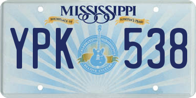 MS license plate YPK538