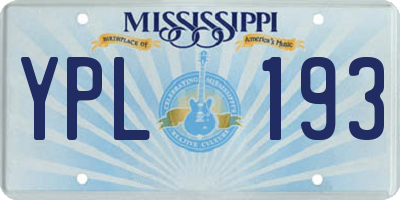 MS license plate YPL193