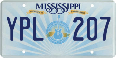 MS license plate YPL207
