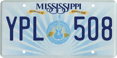 MS license plate YPL508