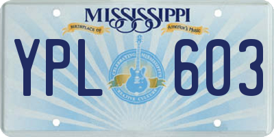 MS license plate YPL603