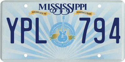 MS license plate YPL794