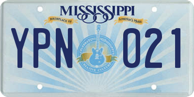 MS license plate YPN021